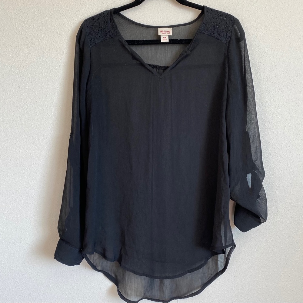 Sheer Black Tunic Blouse